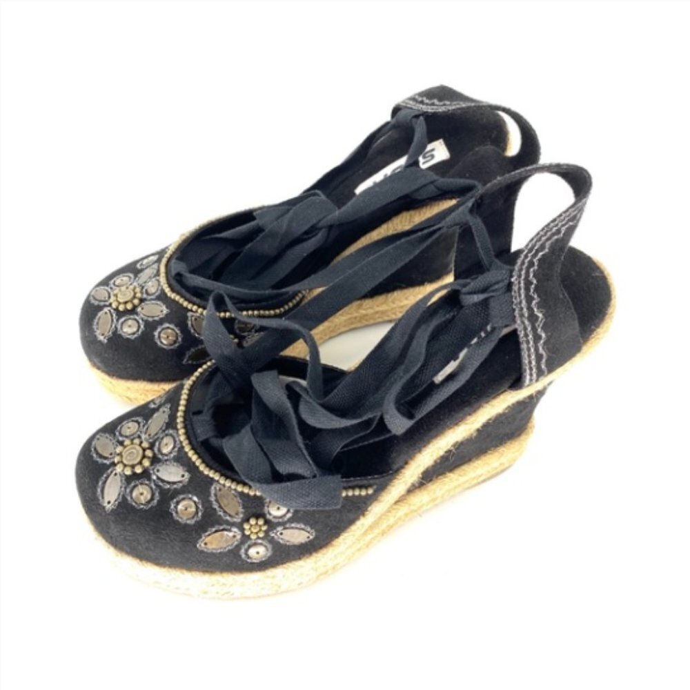 Soda Women’s Black Espadrilles Embellished Shoes - 10